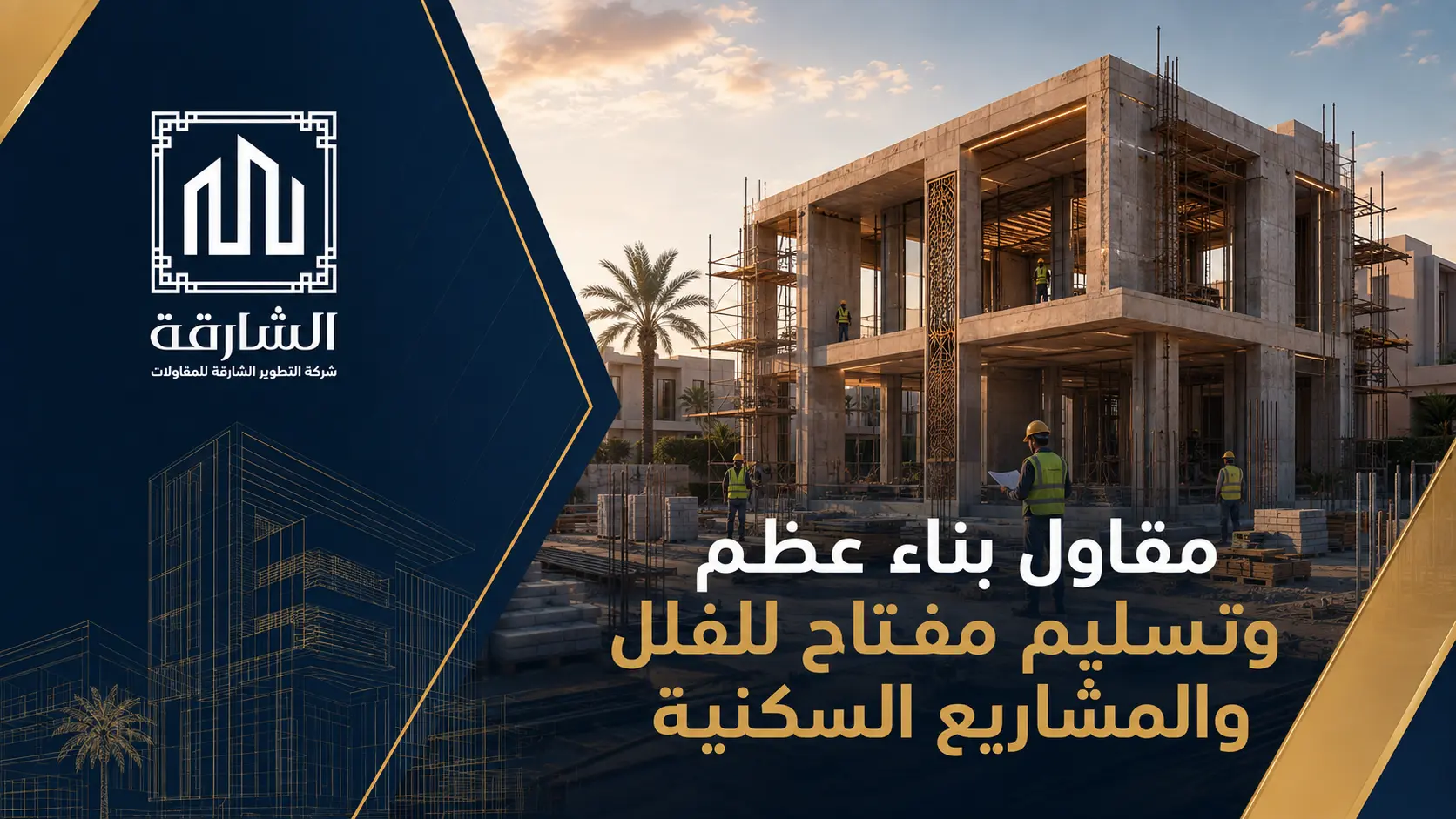 مقاول بناء عظم وتسليم مفتاح للفلل والمشاريع السكنية