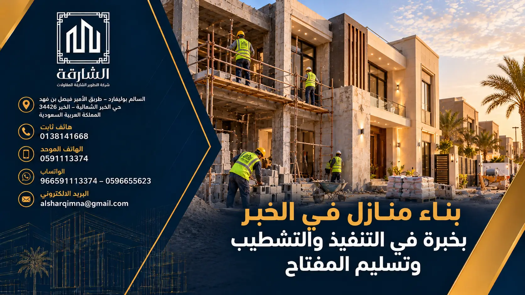 بناء منازل في الخبر بخبرة في التنفيذ والتشطيب وتسليم المفتاح