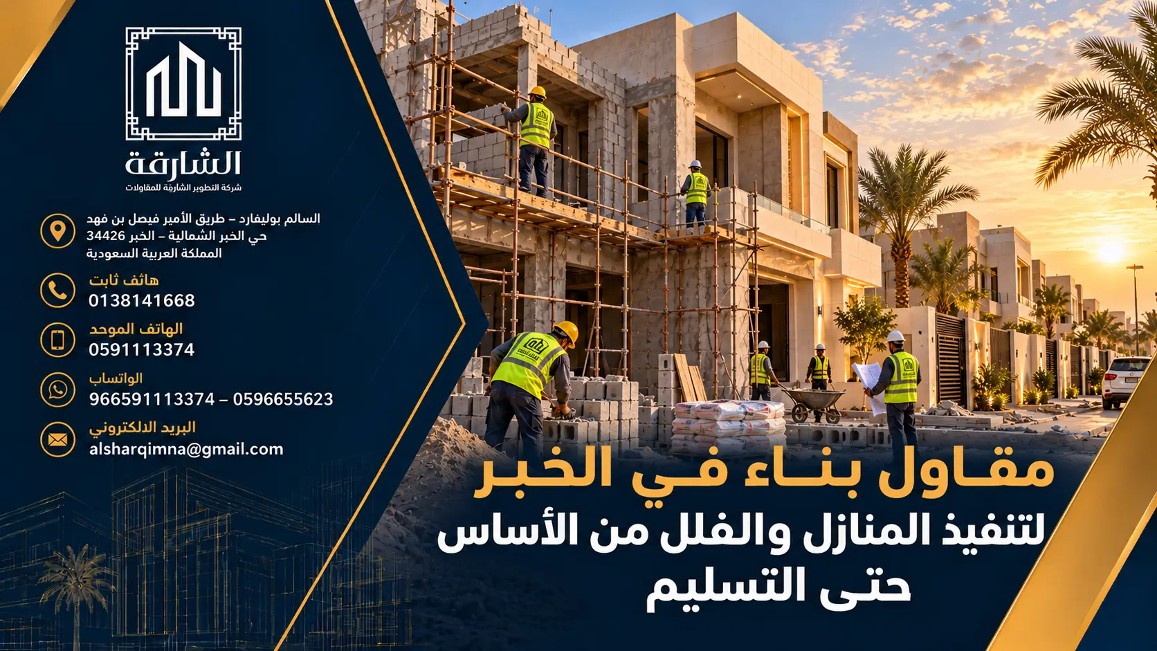 مقاول بناء في الخبر لتنفيذ المنازل والفلل من الأساس حتى التسليم